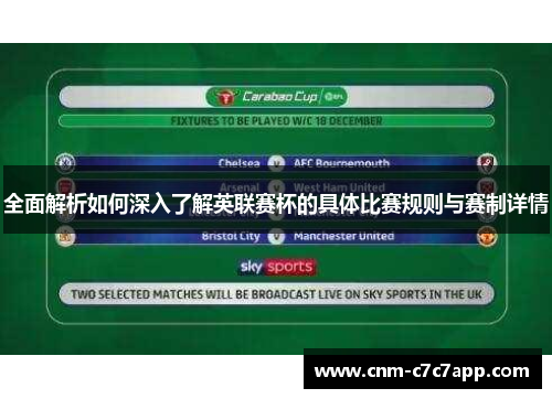 全面解析如何深入了解英联赛杯的具体比赛规则与赛制详情